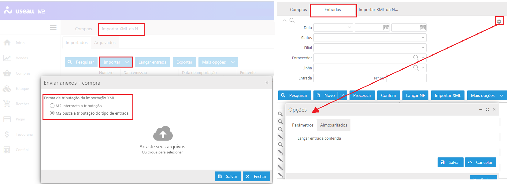 Forma de tributação da importação do XML